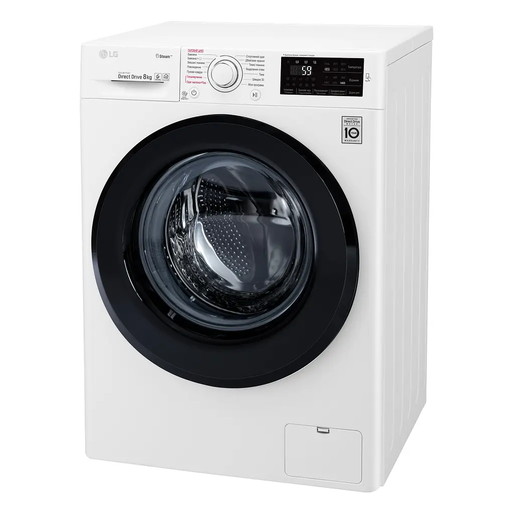 Пральна машина LG з фронтальним завантаженням F4M5TS6W, 8кг, 1400, A+++-30%, Пар, глибина 56см, Дисплей, Інвертор, Білий (F4M5TS6W) - фото 6
