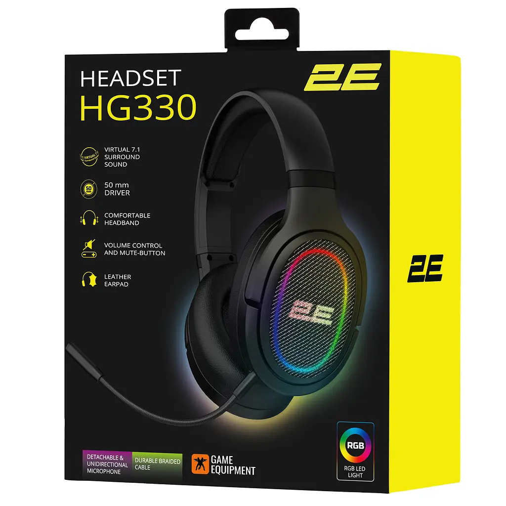 Гарнітура ігрова 2E Gaming HG330 7.1 USB-A RGB 2 м чорний (2E-HG330BK-7.1) - фото 9