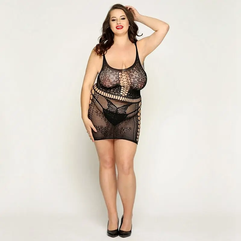 Сітчаста сукня з метеликами JSY «Сексапільна Емілі» Plus Size, Black, імітація шнурівки, мереживо - фото 3