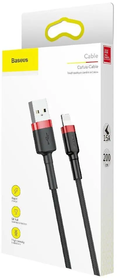 Кабель Baseus Cafule Cable USB for Lightning 2м Black/Red (CALKLF-C19) [73376] - фото 8