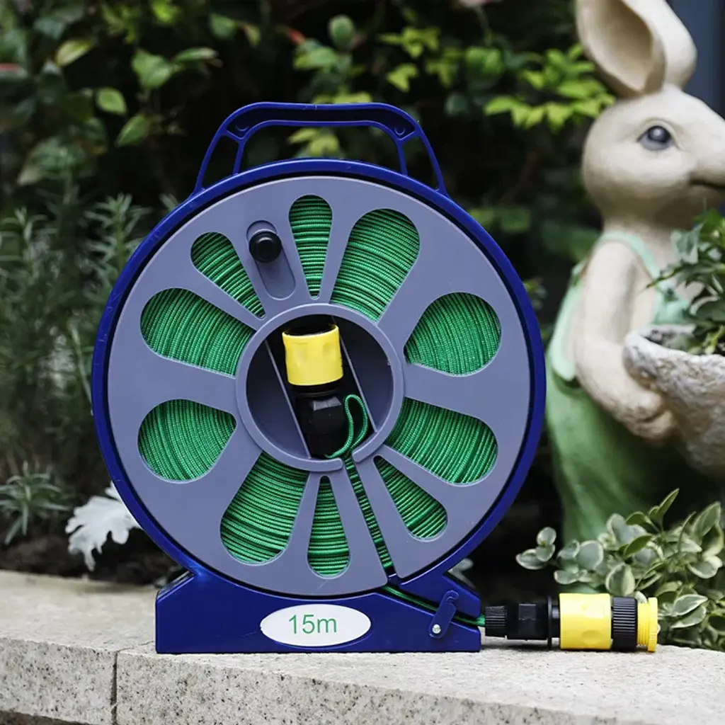 Гнучкий садовий шланг поливний з котушкою 15 м Garden Hose з пістолетом розпилювачем 7 режимів, зелений з синім (7028299354) - фото 10