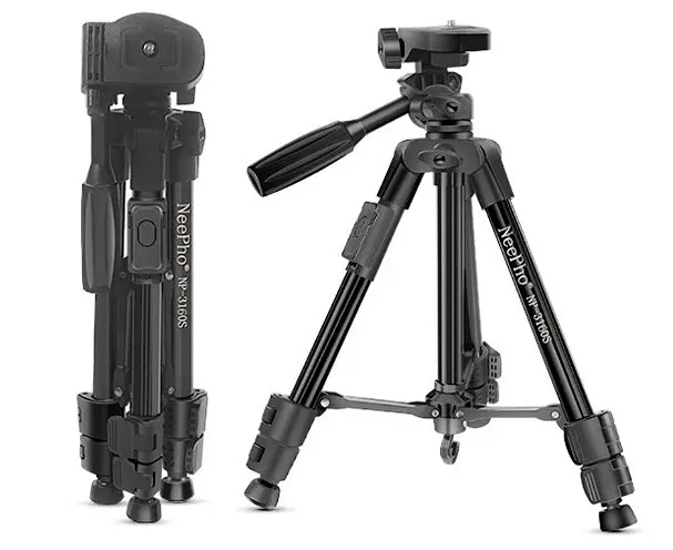 Универсальный штатив NeePho NP-3160S не съемная площадка + держатель + пульт (30-68.5см) Черный - фото 4