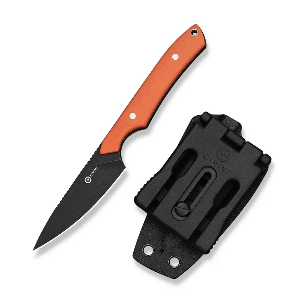 Ніж фіксований кишеньковий Civivi High Grass Field Knife (7,4 см) 14C28N / G10 помаранчевий з чохлом - фото 4