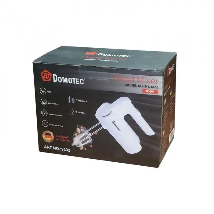 Міксер Domotec R.6653 ручний, 800 Вт, з насадками для тіста та збивання, білий - фото 3