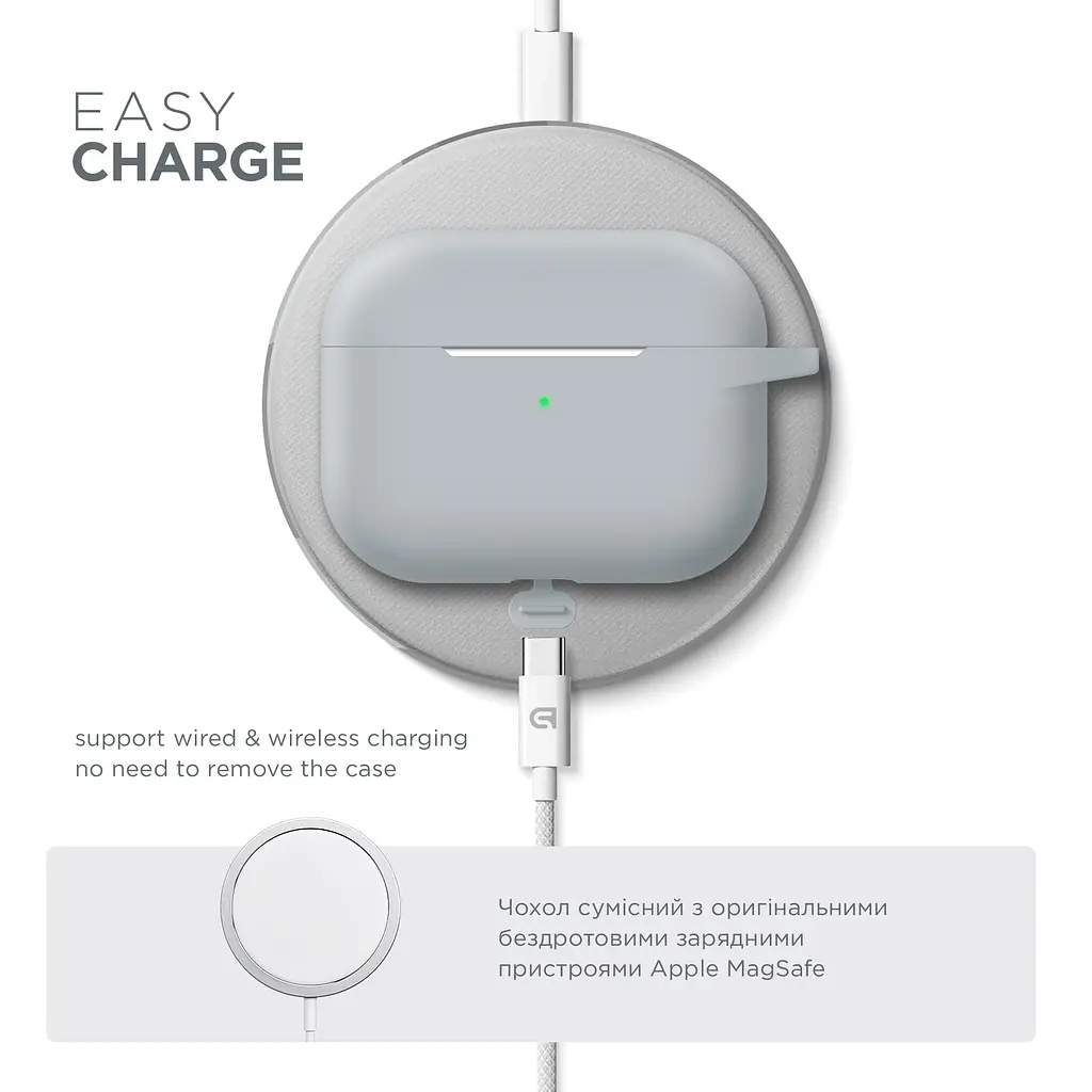 Силіконовий чохол для навушників Apple AirPods Pro, Hang Case, блакитний, ультратонкий захисний кейс товщиною 2 мм, захист від подряпин, пилу та ударів, компактний, з карабіном для кріплення, ArmorStandart (ARM56060) - фото 7