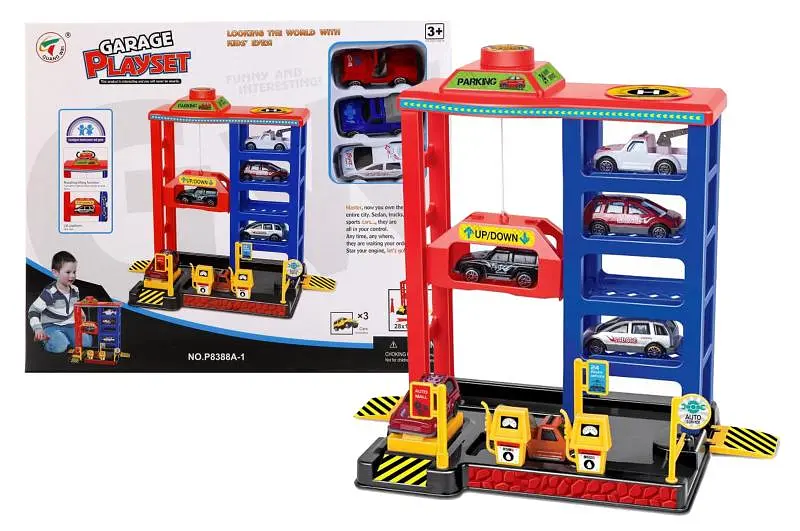 Дитячий гараж паркінг чотириповерховий з ліфтом та машинками Garage Playset P8388A-1 у коробці р.34х28х6см