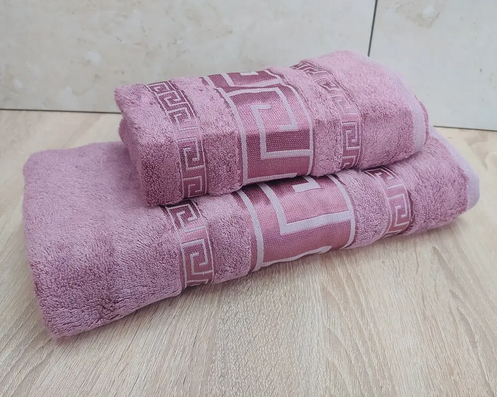 Набір турецьких бамбукових махрових рушників Cestepe 50х90+70х140 Bamboo Grek Pembe - фото 2