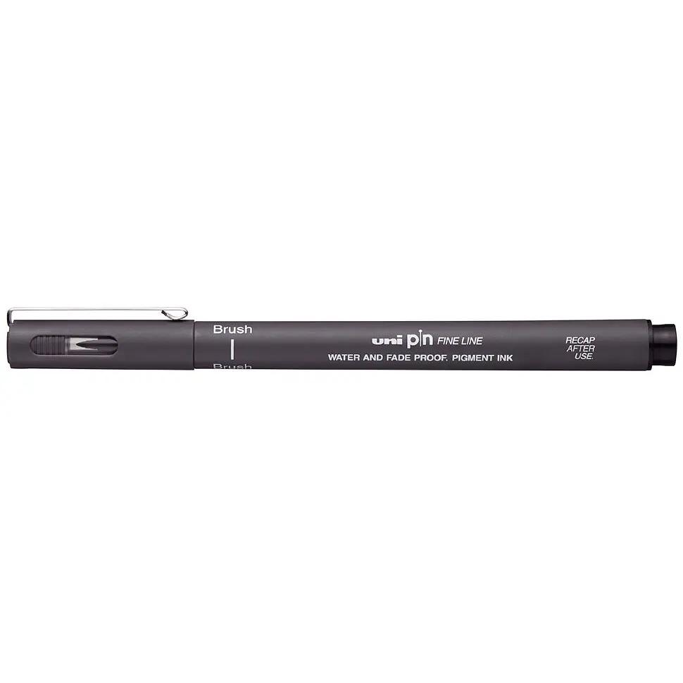 Лайнер-кисть Uni Pin Brush Fine Line темно-серый 2 мм (PINBR-200(S) DARK GREY) - фото 2