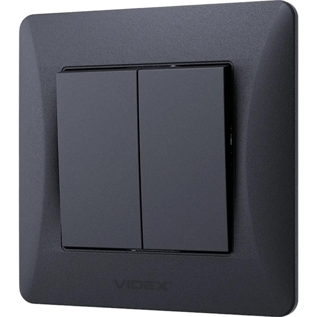 Вимикач двоклавішний Videx Binera чорний графіт 1 шт. - фото 2