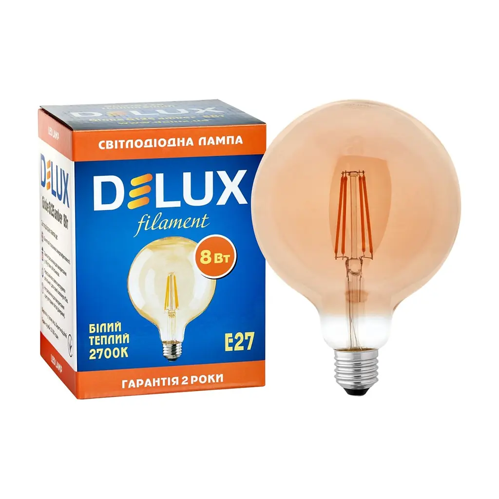 Лампочка Delux Globe G125 8Вт E27 2700К amber filament (90016726) - фото 3
