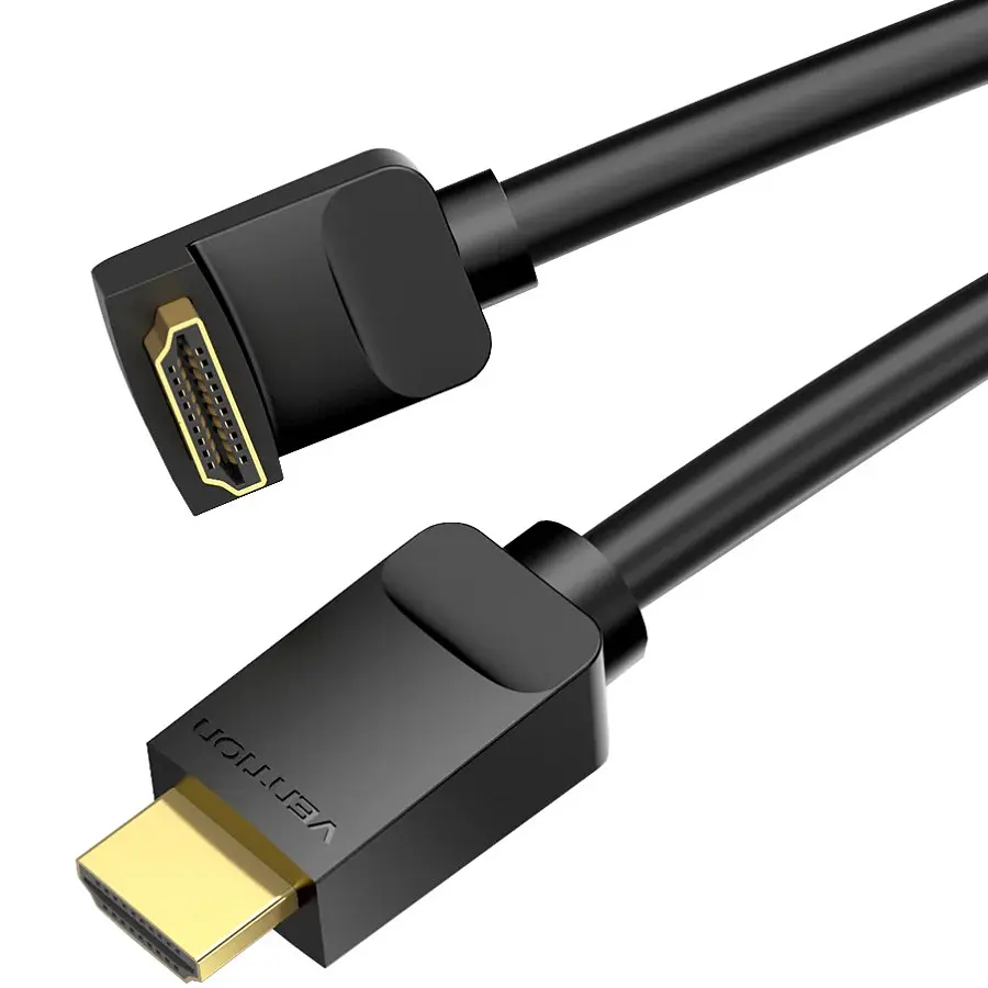 Кабель HDMI M - M, 1.0 м, V2.0, 4K 60Гц, кут 270°, PVC, чорний Vention - фото 2