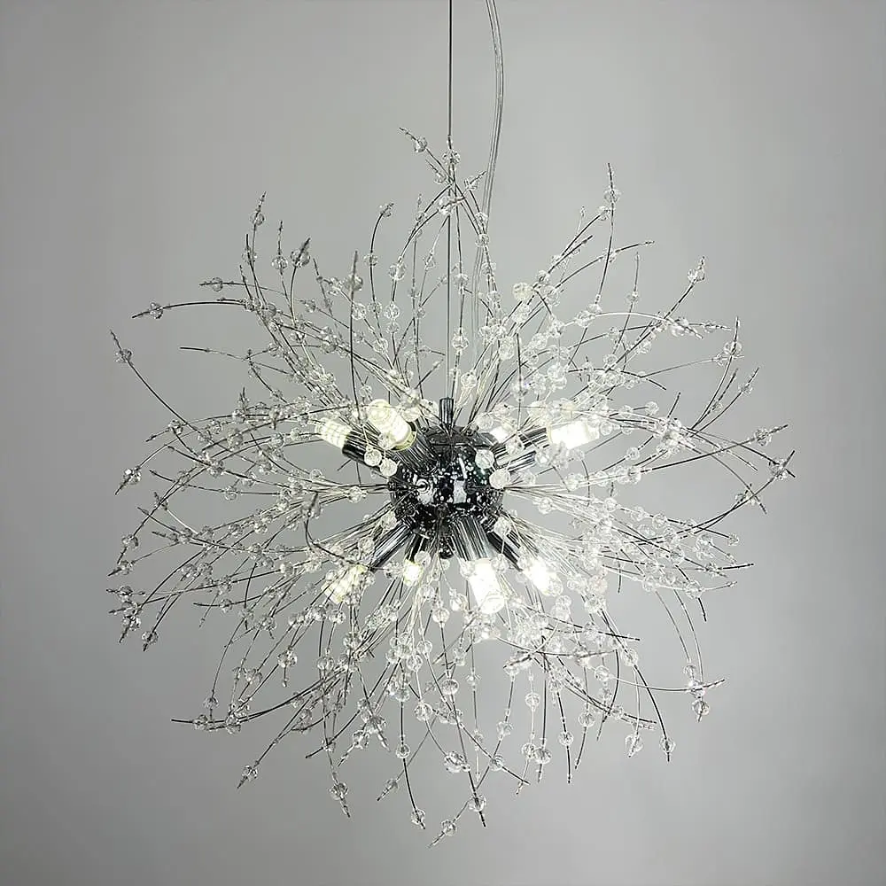 Пухнастий підвісний світильник у вигляді кульбаби в корпусі хром Ø 40 см | Арт. AS 155/400 P CH | Line F - фото 4