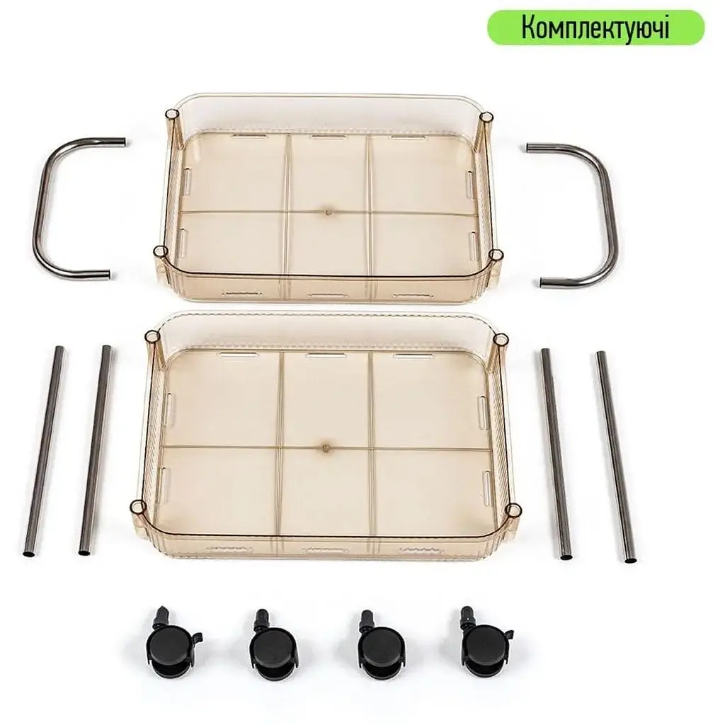 Этажерка Wall Sticker SW-00002110 мобильная двухъярусная универсальная из акрила и металла 40х28.5х45 см бежевая - фото 4