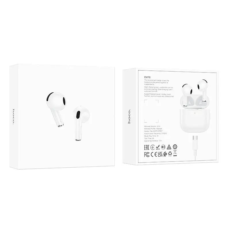 Беспроводные наушники Hoco EW78 True wireless stereo headset BT5.4, 30mAh, 300mAh, 4h white - фото 7