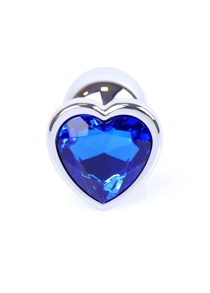Анальна пробка B - Series HeavyFun Jewellery Silver Heart, 7 см (синій) - фото 2