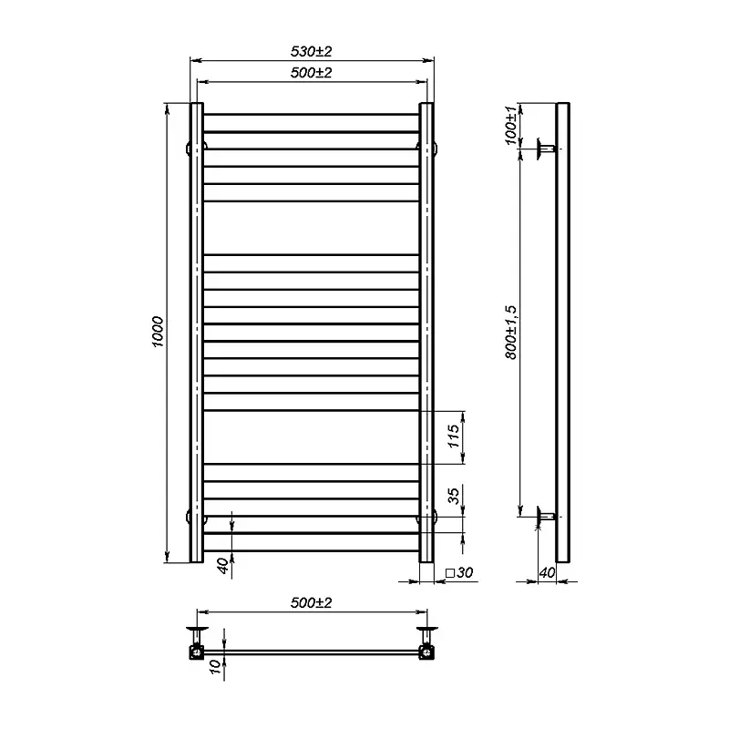 Рушникосушка водяна Onlyheat Solis 500/1000/11, Хром - фото 3