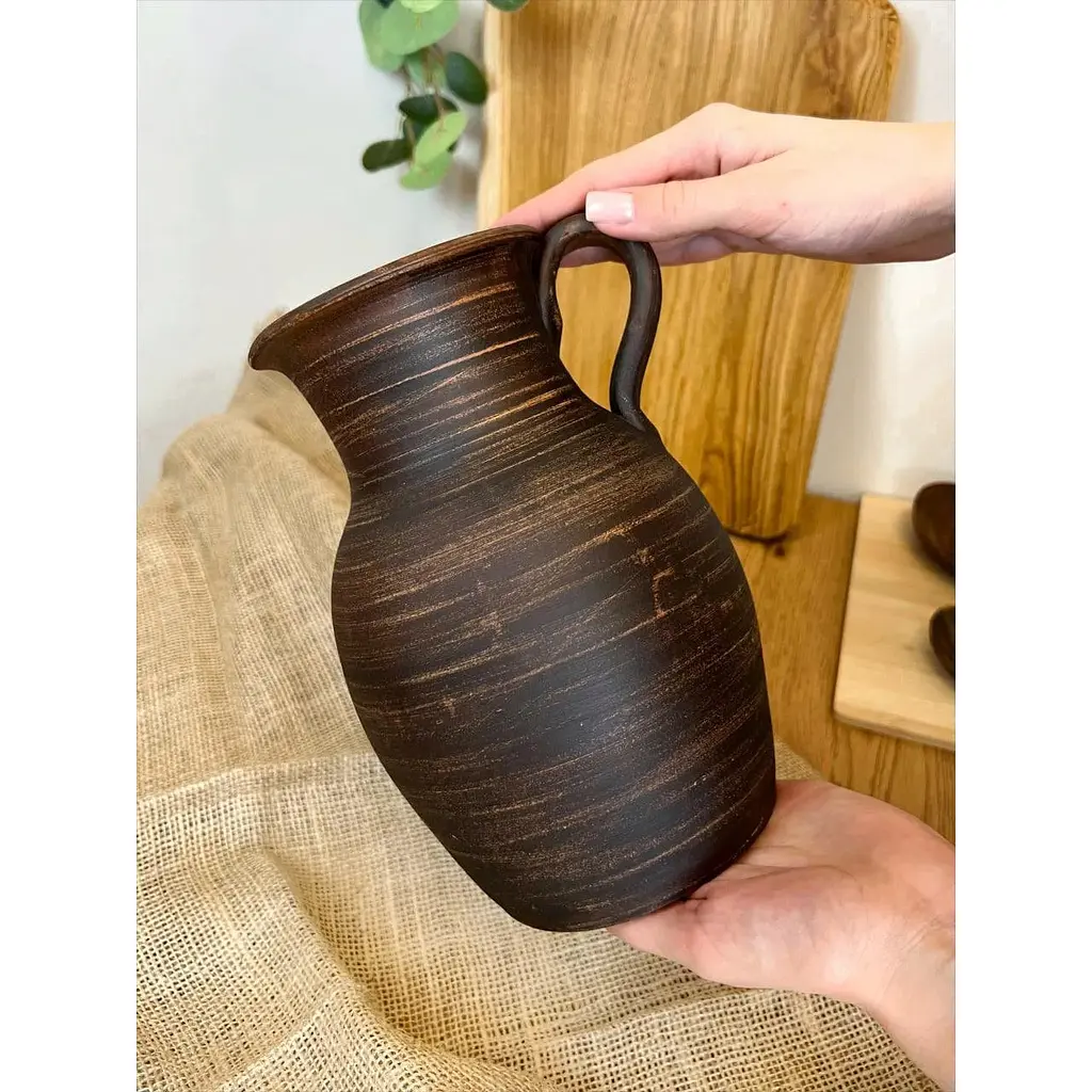 Кувшин 2 литра керамический (глиняный) с ручкой гладкий - фото 2