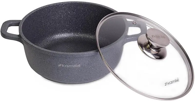 Кастрюля Kamille Landes Grey 6.5л с литыми алюминиевыми ручками Ø28х12,5 см kuh0011242 - фото 2