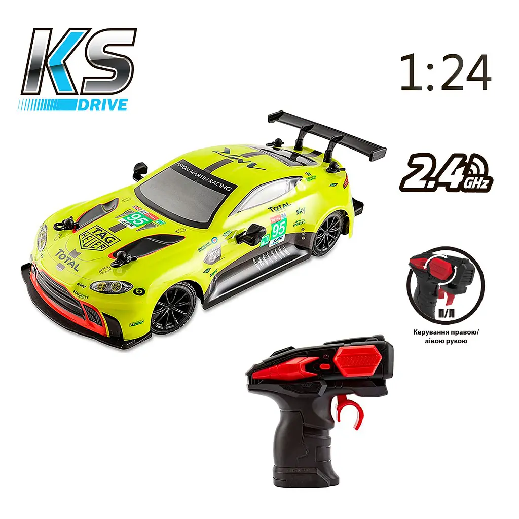Автомобіль KS Drive на р/к Aston Martin New Vantage GTE 1:24, 2.4Ghz зелений (124RAMG) - фото 7