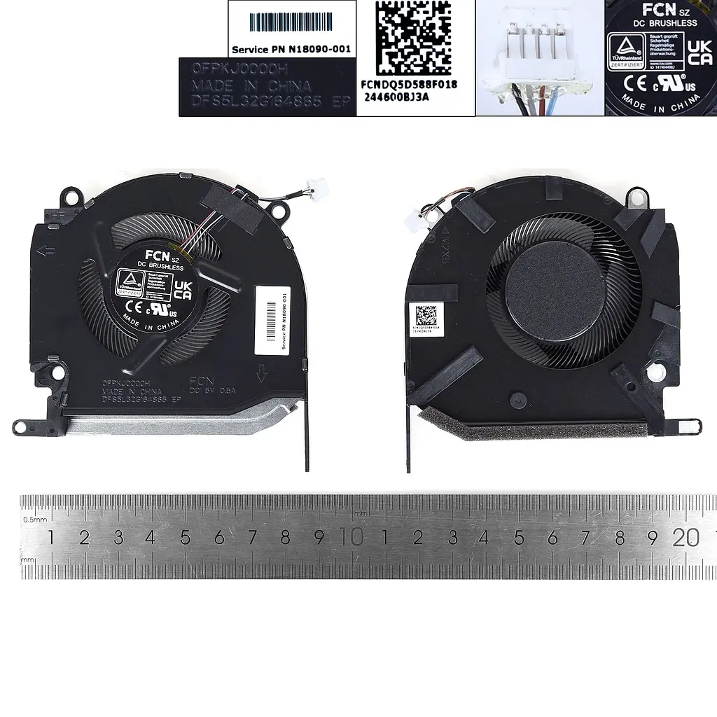 Вентилятор для HP Omen 16-K 16-N TPN-Q280, (5V CPU fan, N18090-001, 0FPKJ0000H, FCN DFS5L32G164865) - фото 3