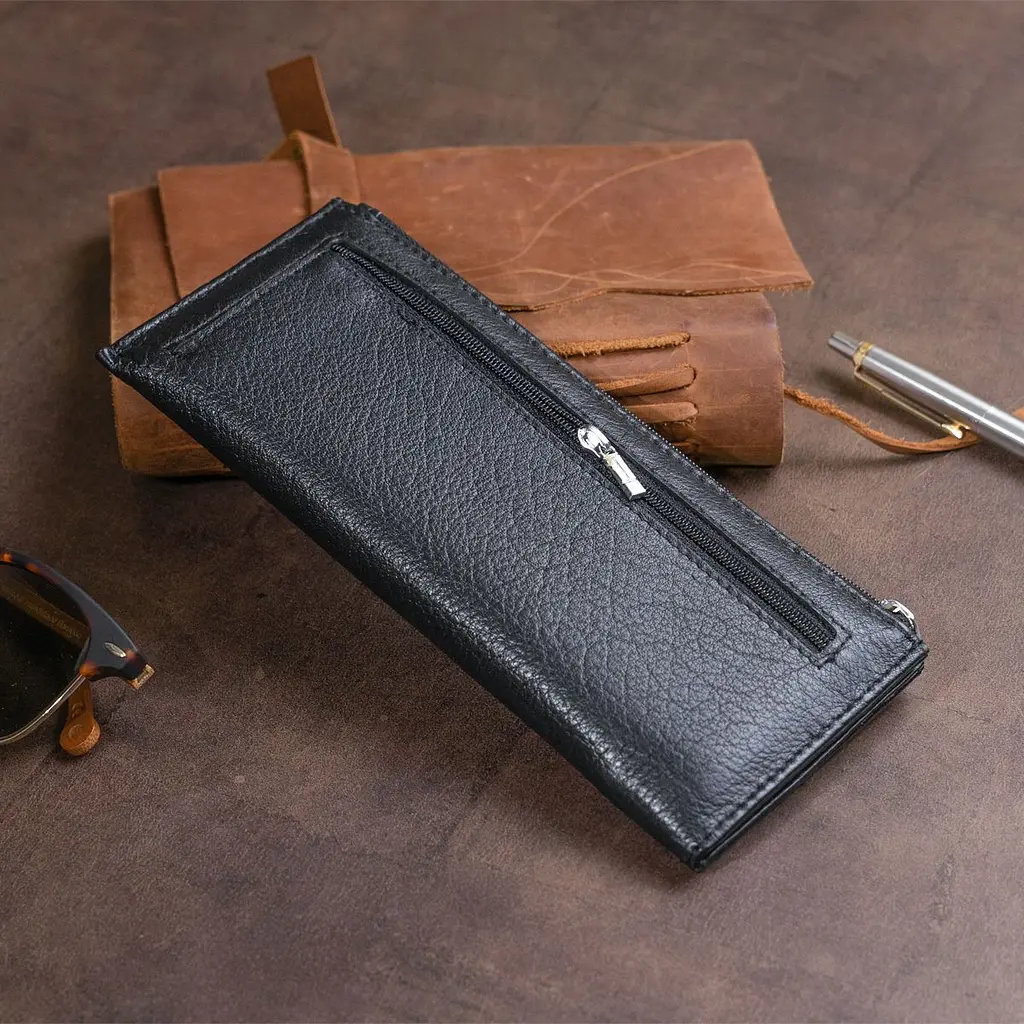 Горизонтальний тонкий гаманець зі шкіри унісекс ST Leather 19324 чорний - фото 10