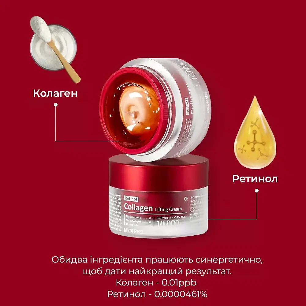 Уценка. Двойной лифтинг крем Medi-Peel Retinol Collagen Lifting Cream с ретинолом и коллагеном 50 мл - фото 3