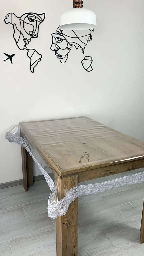 Силиконовая скатерть прямоугольная с кружевом Арка 7 см 160х120 см Серый - фото 3