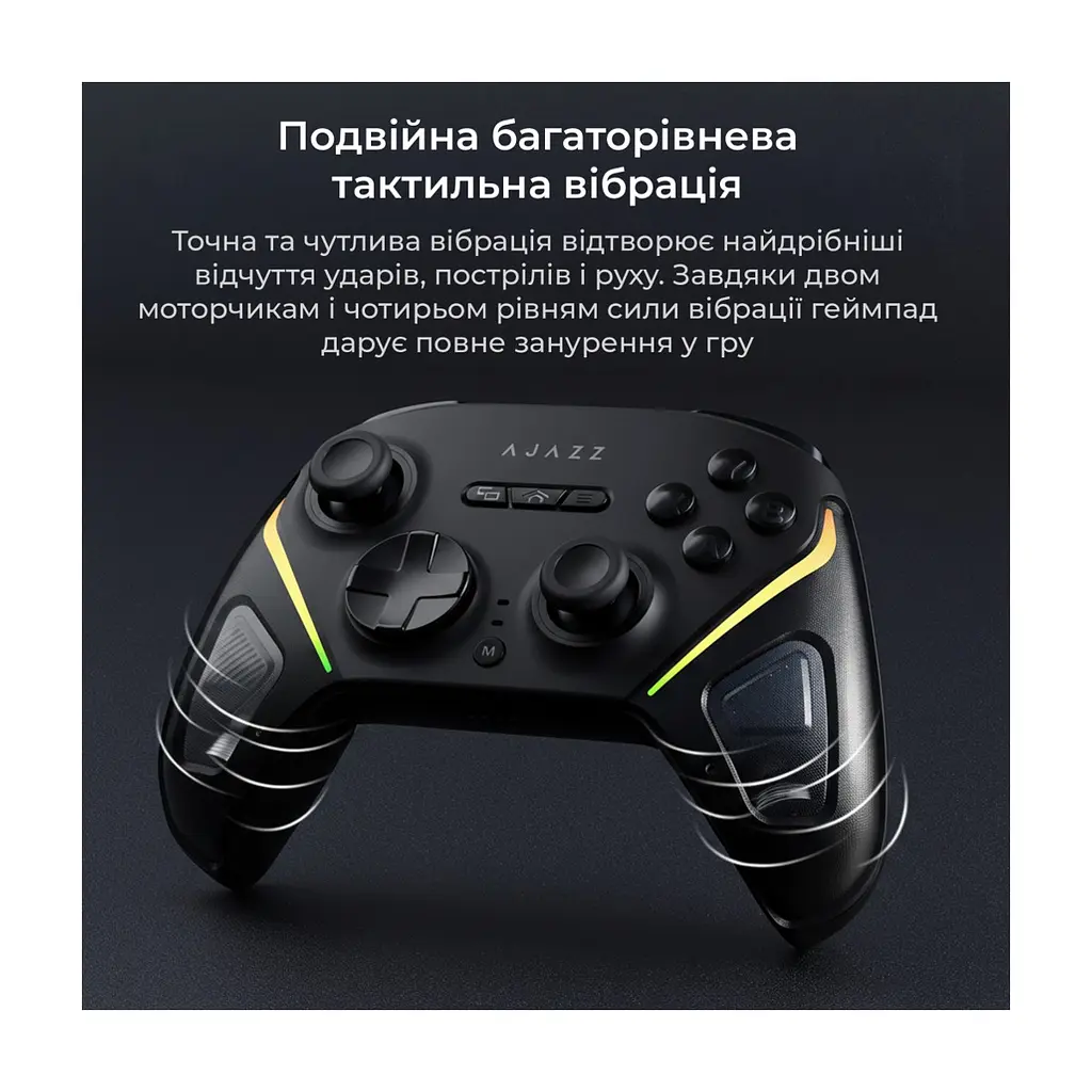 Геймпад Ajazz GP100S 2.4G/BT/USB Switch/PC/iOS/Android RGB Black (GP100S-B) - фото 2