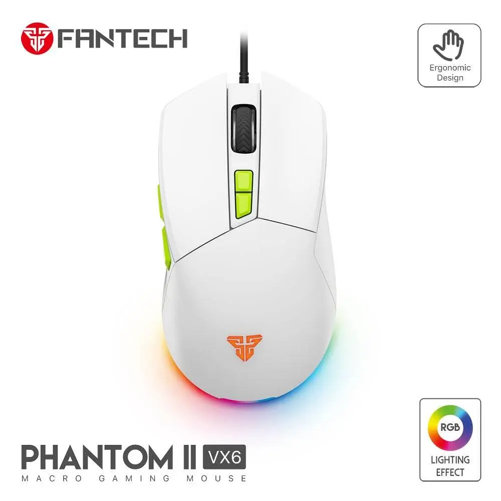 Ігрова дротова мишка Fantech VX6 Venom Go Phantom II 400-7200DPI 60IPS 1.8 м White - фото 2