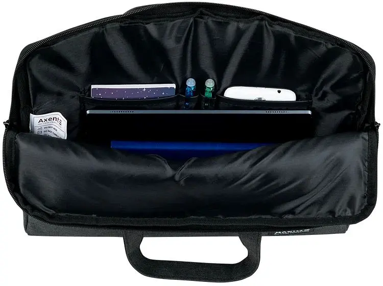 Сумка для документов текстильная Axent А4 1 отделение темно-серая (1632-02-A) - фото 5