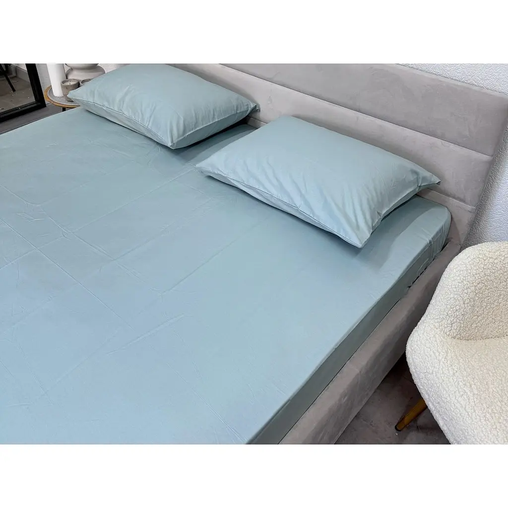 Простирадло Ecotton Aqua Grey на резинці сатин 200х200 см сіро-блакитне (24847) - фото 3