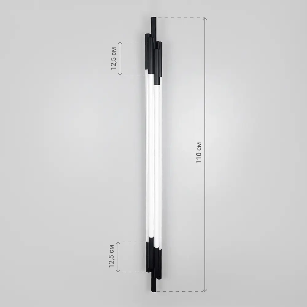 Чорний трубчастий стіновий LED світильник у корпусі 110 см Line F Арт. WJ351/1100 BK - фото 2