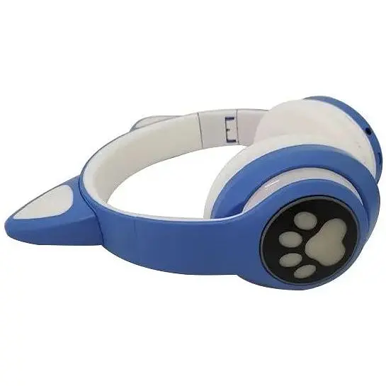 Навушники бездротові Cat ear VZV-24M Bluetooth з різнокольоровим LED підсвічуванням та котячими вушками Сині - фото 2