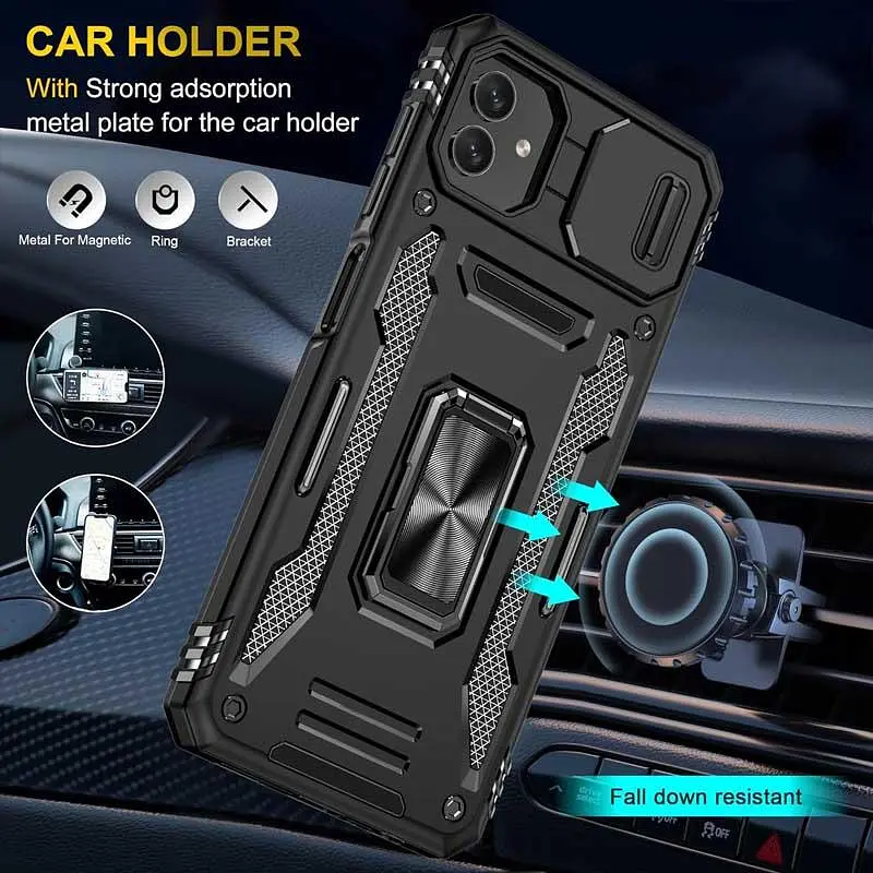 Чехол ударопрочный Epik Camshield Army Ring для Samsung Galaxy A07 Черный/Black - фото 4