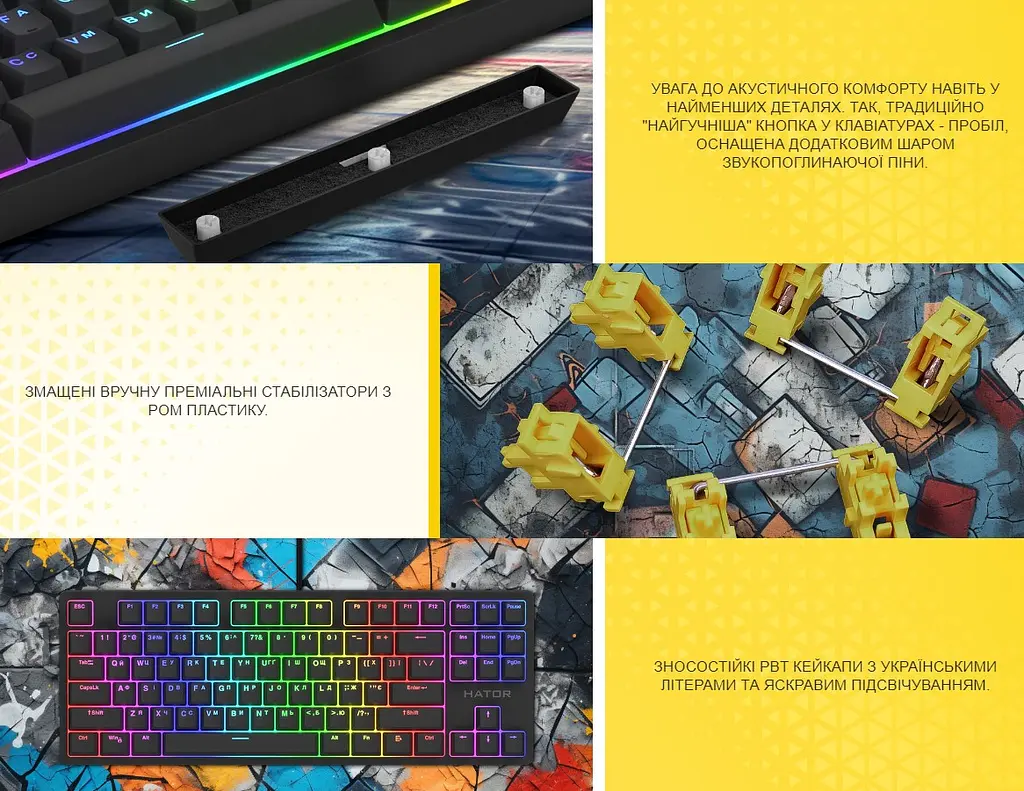 Клавіатура ігрова оптико-механічна HATOR HTK730 Rockfall 2 Kailh Optical Black rev2 - фото 9