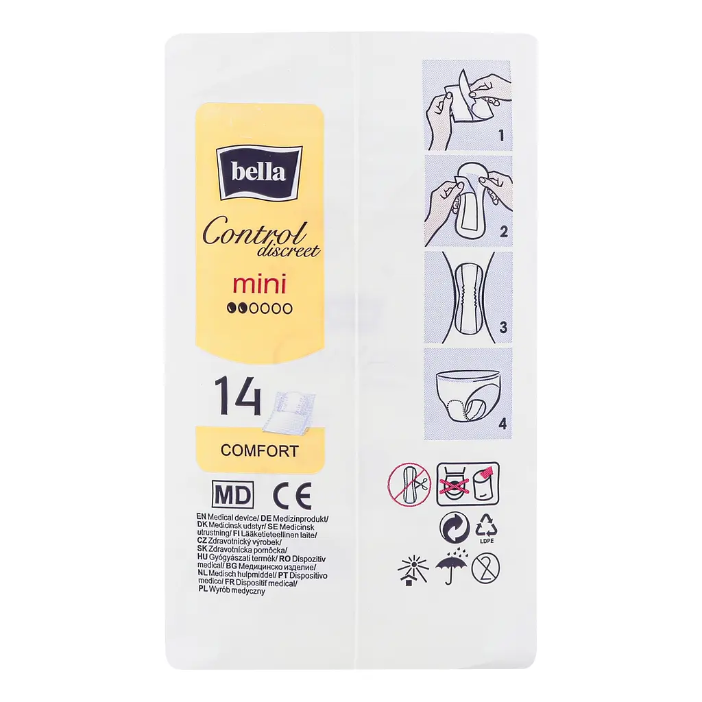 Прокладки урологические Bella Control Discreet Mini 1+1=3 42 шт. (3 уп. х 14 шт.) - фото 7