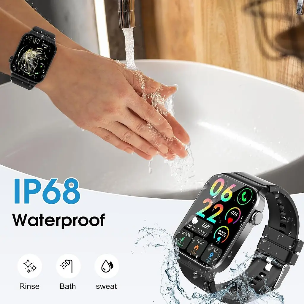 Смарт-годинник STECEi 1.85" HD з Bluetooth-дзвінками, пульсометром, моніторингом сну та 110+ спортивними режимами чорний - фото 4