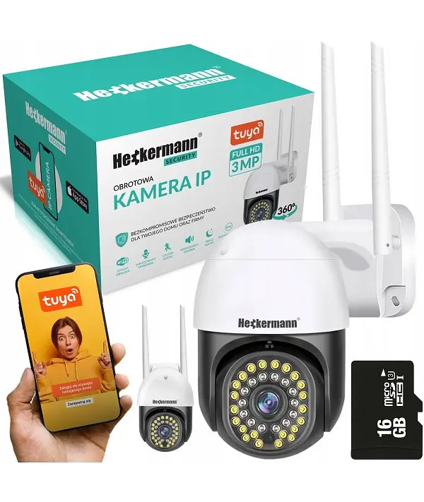 IP-камера видеонаблюдения Wi-Fi Heckermann C19 + карта 16 ГБ уличная поворотная - фото 6