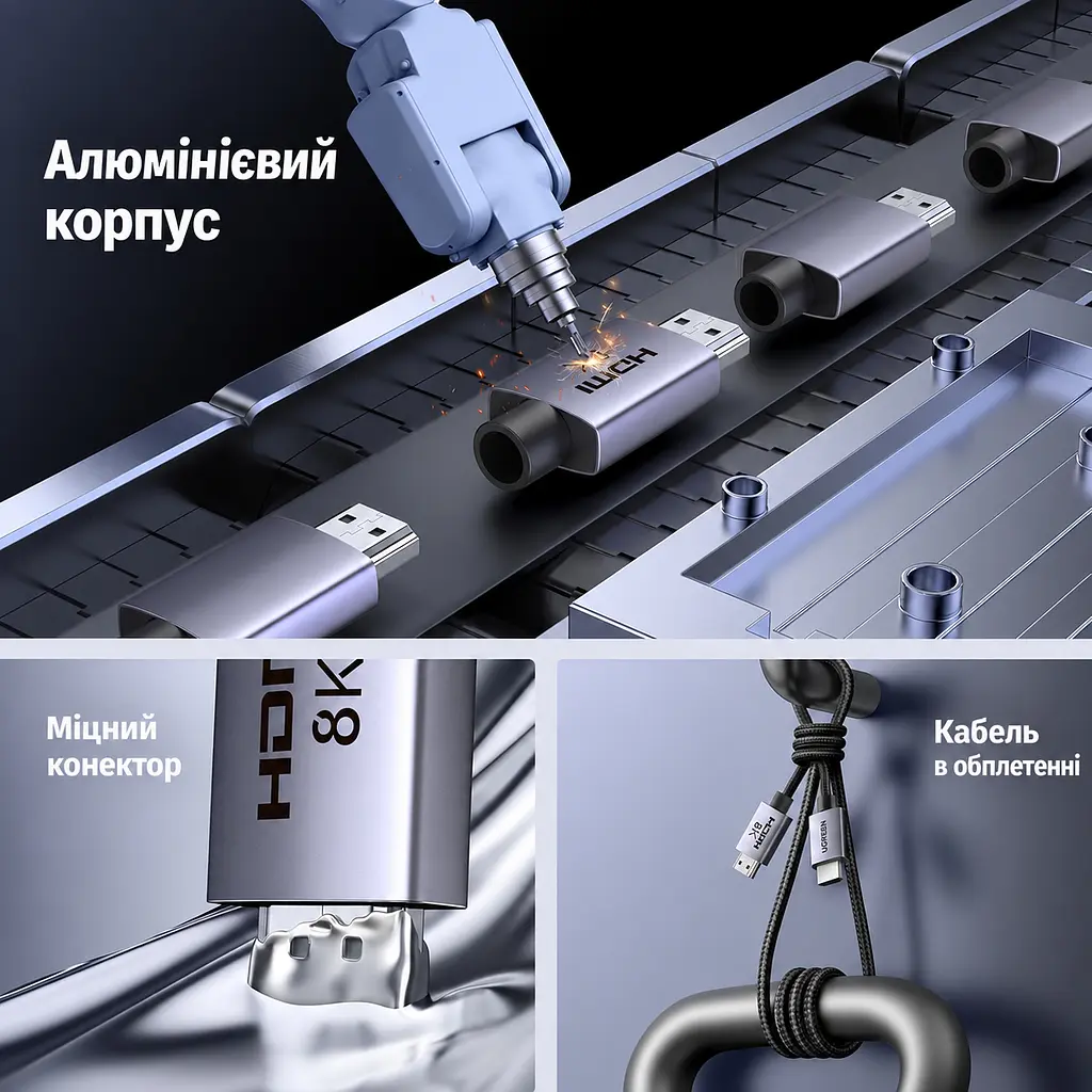 Кабель HDMI UGREEN HD171 2.1 8K 60 Гц 3 м чорний (25911) - фото 3