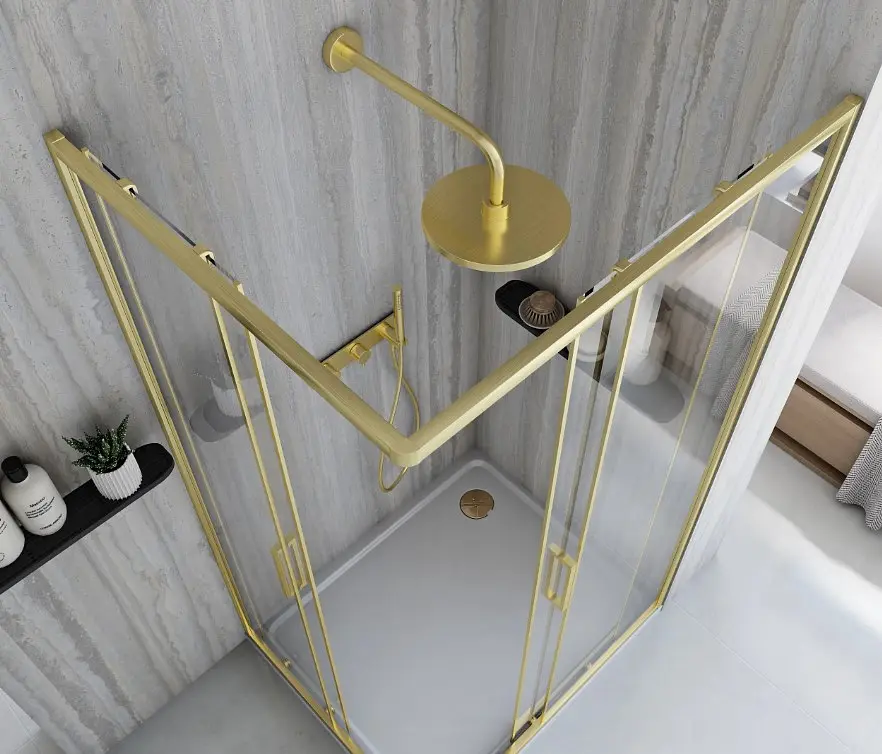 Душова кабіна Rea City 80x100 brushed gold REA-K6445, Золотий, Універсальна, прозорий, золотий - фото 5