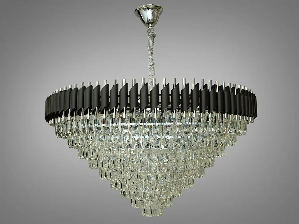 Сучасна кришталева люстра для великої зали Diasha 201202/1000BK+HR - фото 3