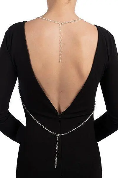 Сріблястий ланцюжок для бюста Bijoux Pour Toi – Elena Silver зі стразами - фото 2