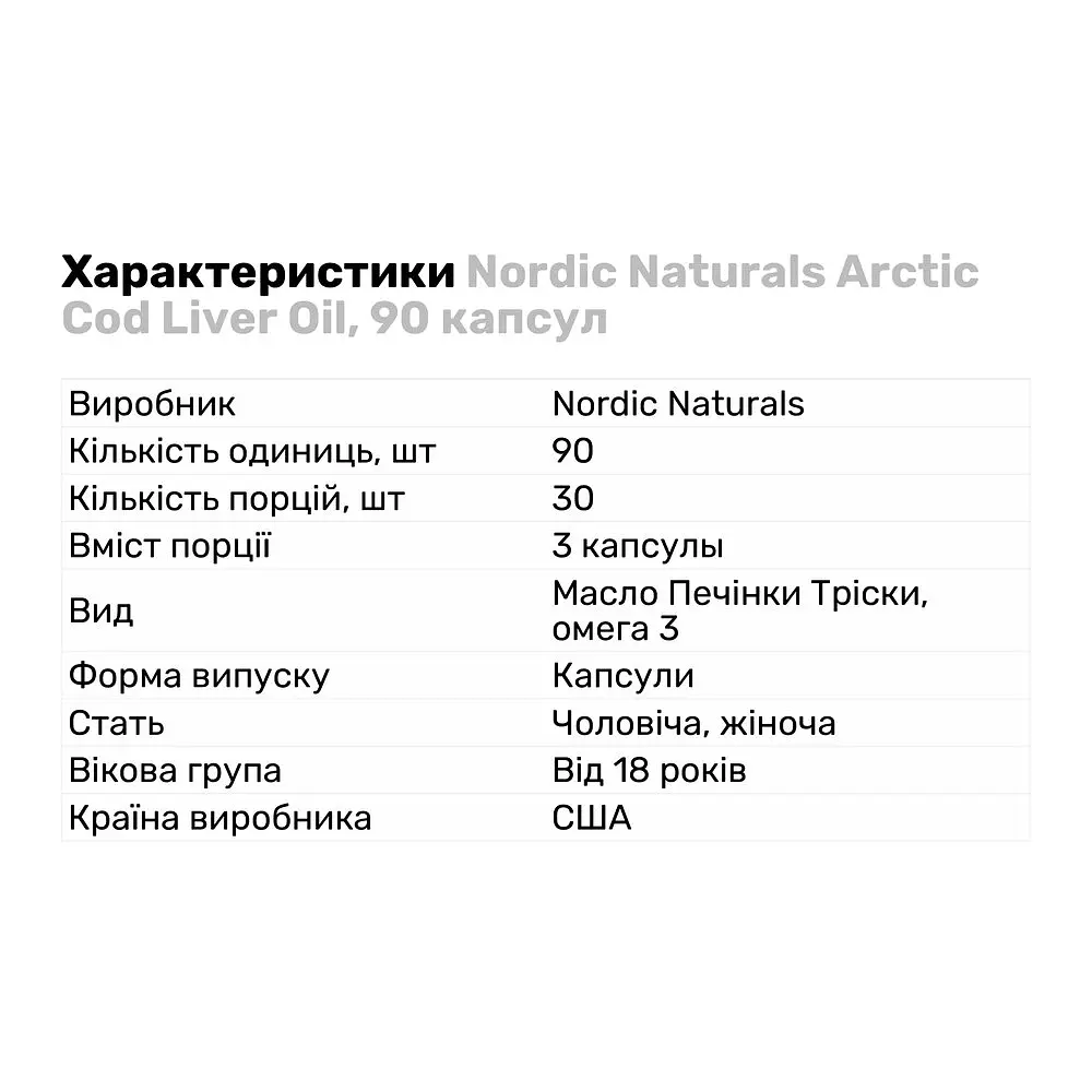 Жирные кислоты Nordic Naturals Arctic Cod Liver Oil, 90 капсул - фото 2