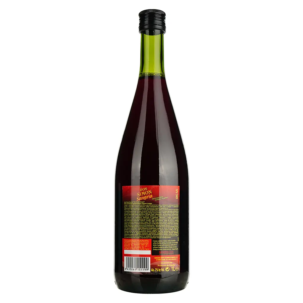 Вино Don Simon Sangria, червоне, солодке, 7%, 1 л - фото 2