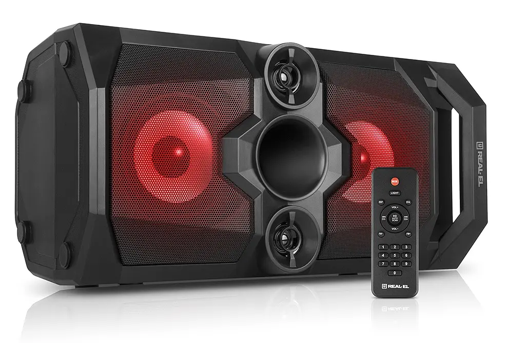 Колонка портативна 2.0 Real-El X-771 Black 2 x 25 Вт пластиковий корпус Bluetooth MicroSD/USB акумулятор 8000 мАг - фото 3
