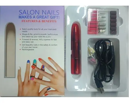 Фрезер для манікюру та педикюру Flawless Salon Nails червоний • Портативна машинка для нігтів з насадками для домашнього догляду - фото 2