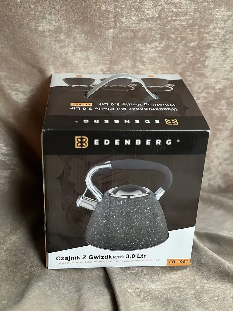 Металевий чайник із мармуровим покриттям Edenberg EB-1981 зі свистком 3л Чорний - фото 6