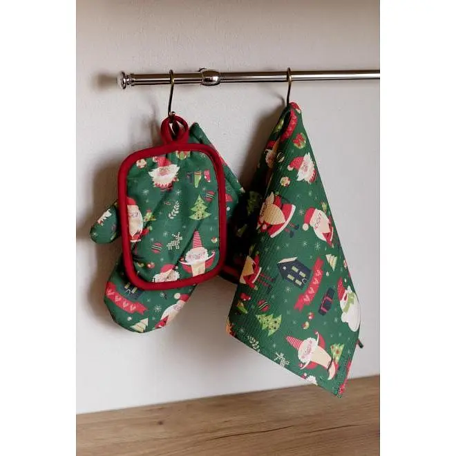 Полотенце вафельное Прованс Санта на зеленом 30х50 см (35702) - фото 3