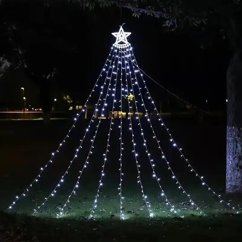 Гірлянда завіса вогнів із зіркою різдвяна ялинка Топер 350 Leds Водоспад Світло-гартова фея вогні Xmas - фото 8