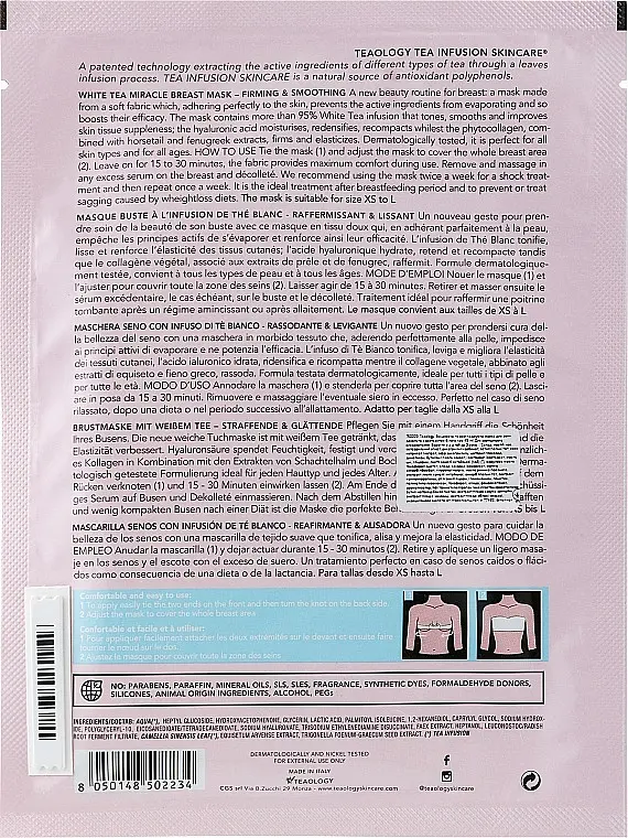 Маска для зони декольте Teaology White Tea Miracle Breast Mask Firming & Smoothing 45 мл - фото 2